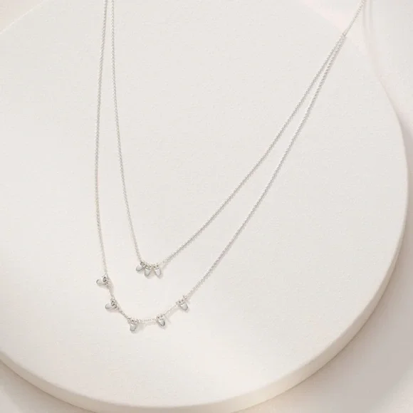 Stella & Dot | Ultra Delicate 2-in-1 SILVER Petal Necklace Set Retired - Picture 2 of 9